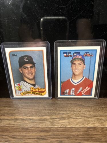 Andy Benes RC Lot (2) 1989 Topps #1 Draft Pick #437, 1988 Topps USA Ba