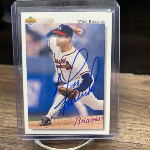 MIKE BIELECKI - BRAVES; 1992 UPPERDECK AUTOGRAPHED BASEBALL CARD