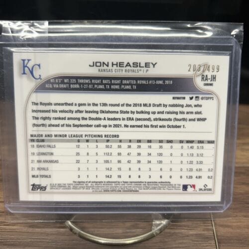 2022 Topps Chrome Jon Heasley Refractor RC Rookie Auto 203/499