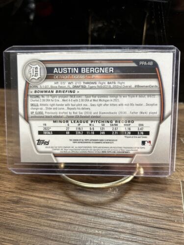 2023 Bowman Austin Bergner 1st Bowman Auto #PPA-AB Detroit Tigers