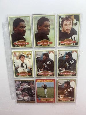 Oakland Raiders Vintage Lot 1980 Topps Football,71 Topps Monte Jackson
