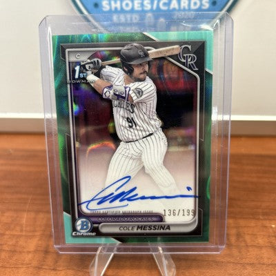 Cole Messina 2024 Bowman Draft Chrome Aqua Lava Refractor Auto #CPA-CM
