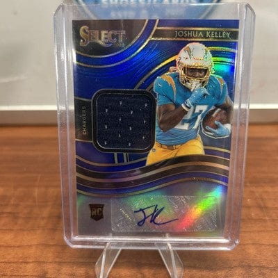 Joshua Kelley (RC) 2020 Select Rookie Auto Patch Jersey Blue Prizm #/7