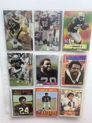 Okland Raiders Vintage Football Lot 1971,74,78,81 Topps+ 95 Sports Fli
