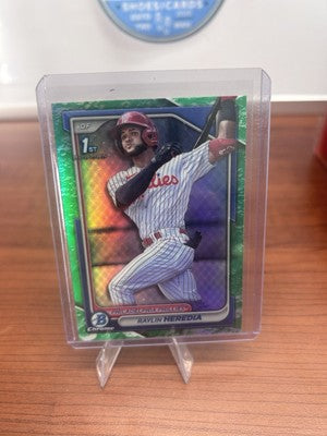 RAYLIN HEREDIA 2024 Bowman Chrome 1st Prospect Phillies LUNAR GLOW REF