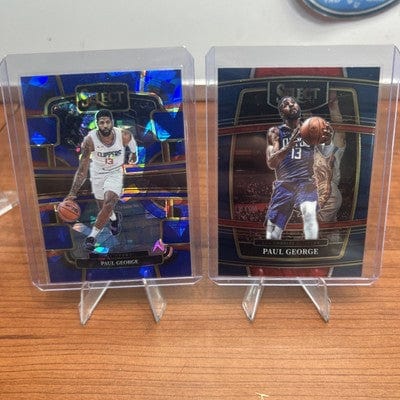 2023 Panini Select Paul George #14 Cracked Ice Blue Prizm