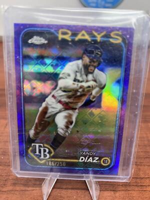 Yandy Díaz SN 2024 Topps Chrome Purple MLB Logofractor Refractor /250