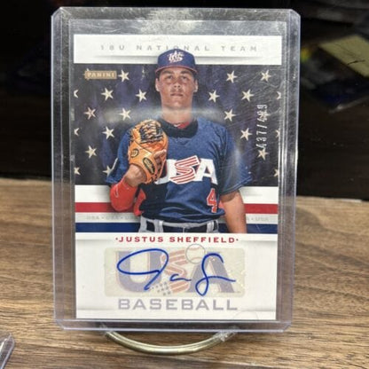 Cheap Sneaks Footwear/Sports Cards 2013 Panini USA Baseball Autograph Justus Sheffield SP 437/499 basebal