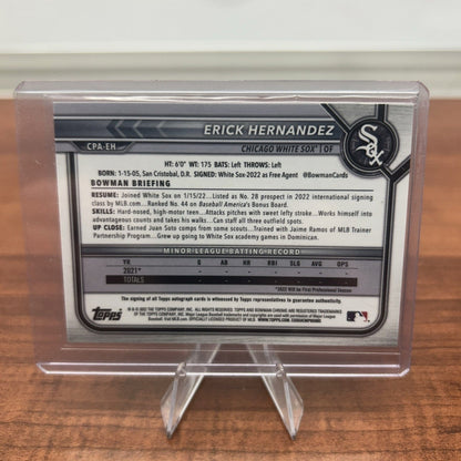 Cheap Sneaks Footwear/Sports Cards 2022 Bowman Chrome Erick Hernandez 1st Chrome Green Atomic auto 85/99