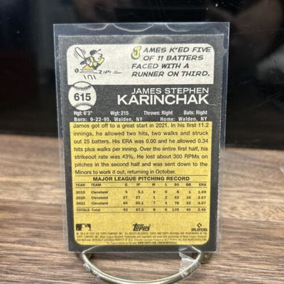 Cheap Sneaks Footwear/Sports Cards 2022 Topps Heritage High Number James Karinchak Base #615 Cleveland Gu