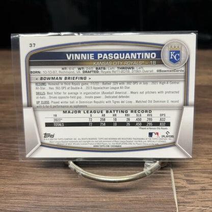 Cheap Sneaks Footwear/Sports Cards 2023 Bowman Baseball VINNIE PASQUANTINO Rookie Card 37 Kansas City Roy