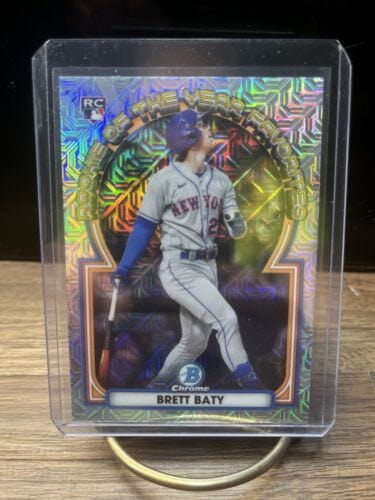 Cheap Sneaks Footwear/Sports Cards 2023 Bowman Chrome Brett Baty ROY Favorites Mojo Refractor Rookie RC #