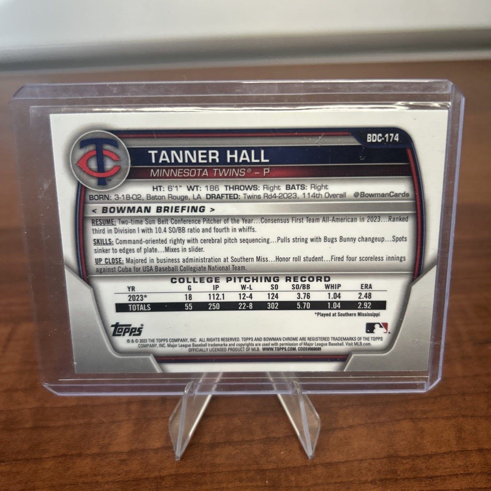 Cheap Sneaks Footwear/Sports Cards 2023 Bowman Chrome Light Green Refractor Tanner Hall BDC-174!