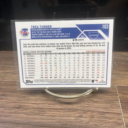 Cheap Sneaks Footwear/Sports Cards 2023 Topps Chrome Trea Turner Prizm Refractor No. 103