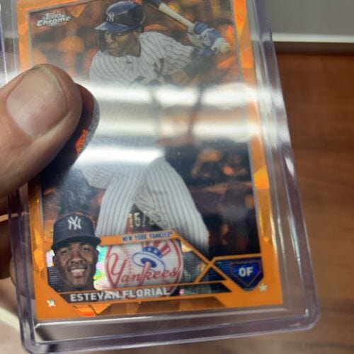 Cheap Sneaks Footwear/Sports Cards Baseball Card 15/25 Estevan Florial 2023 Topps Chrome Sapphire Orange Refrac.#USCS21
