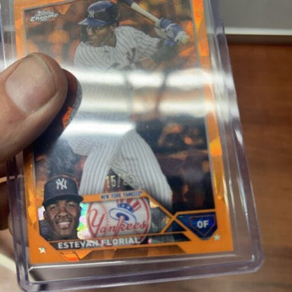 Cheap Sneaks Footwear/Sports Cards Baseball Card 15/25 Estevan Florial 2023 Topps Chrome Sapphire Orange Refrac.#USCS21