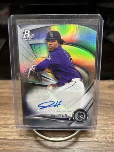 Cheap Sneaks Footwear/Sports Cards Baseball Card #175 Chrome Base 2022 Bowman Platinum JADEN HILL Top Prospects AUTO #TOP-80 Rockies