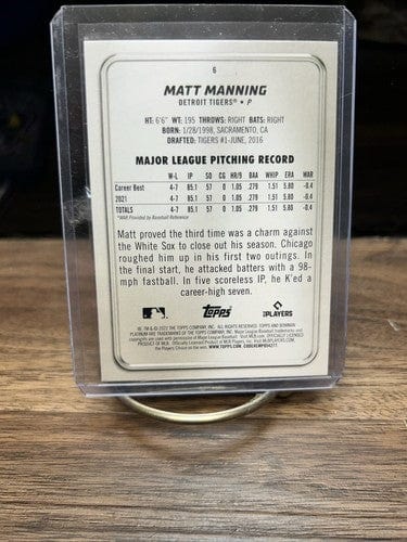 Cheap Sneaks Footwear/Sports Cards Baseball Card #175 Chrome Base 2022 Bowman Platinum Matt Manning Icy Foil Rookie Detroit Tigers #6