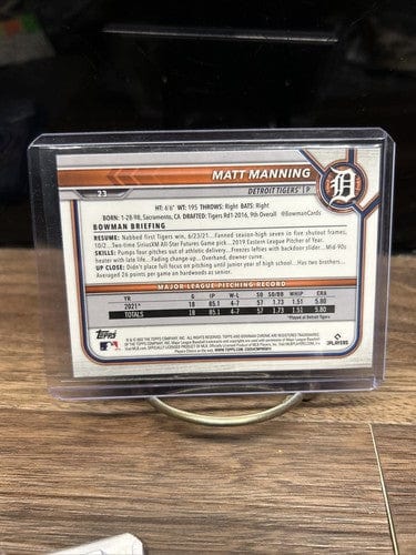 Cheap Sneaks Footwear/Sports Cards Baseball Card #175 Chrome Base Matt Manning 2022 Bowman Chrome #23 RC Detroit Tigers