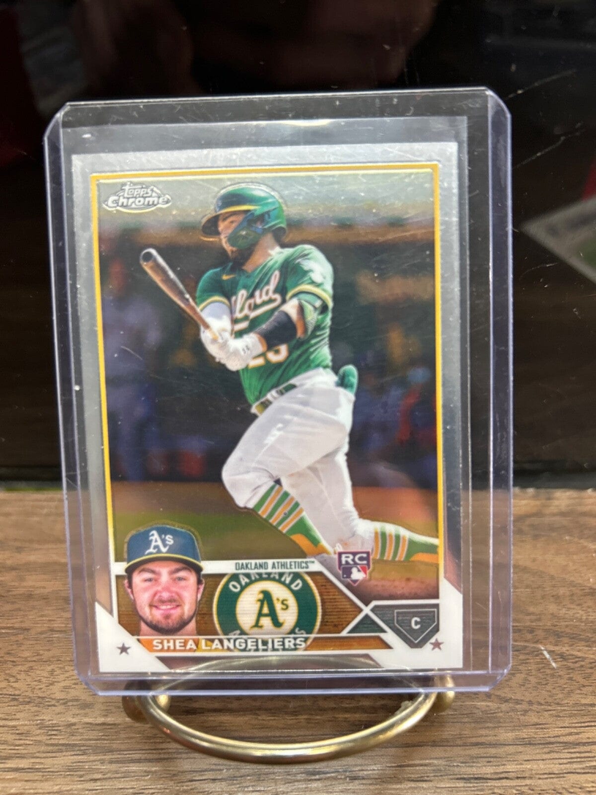 Cheap Sneaks Footwear/Sports Cards Baseball Card #175 Chrome Base Shea Langeliers 2023 Topps Chrome #175 Oak Athletics Base,Silver/Prism