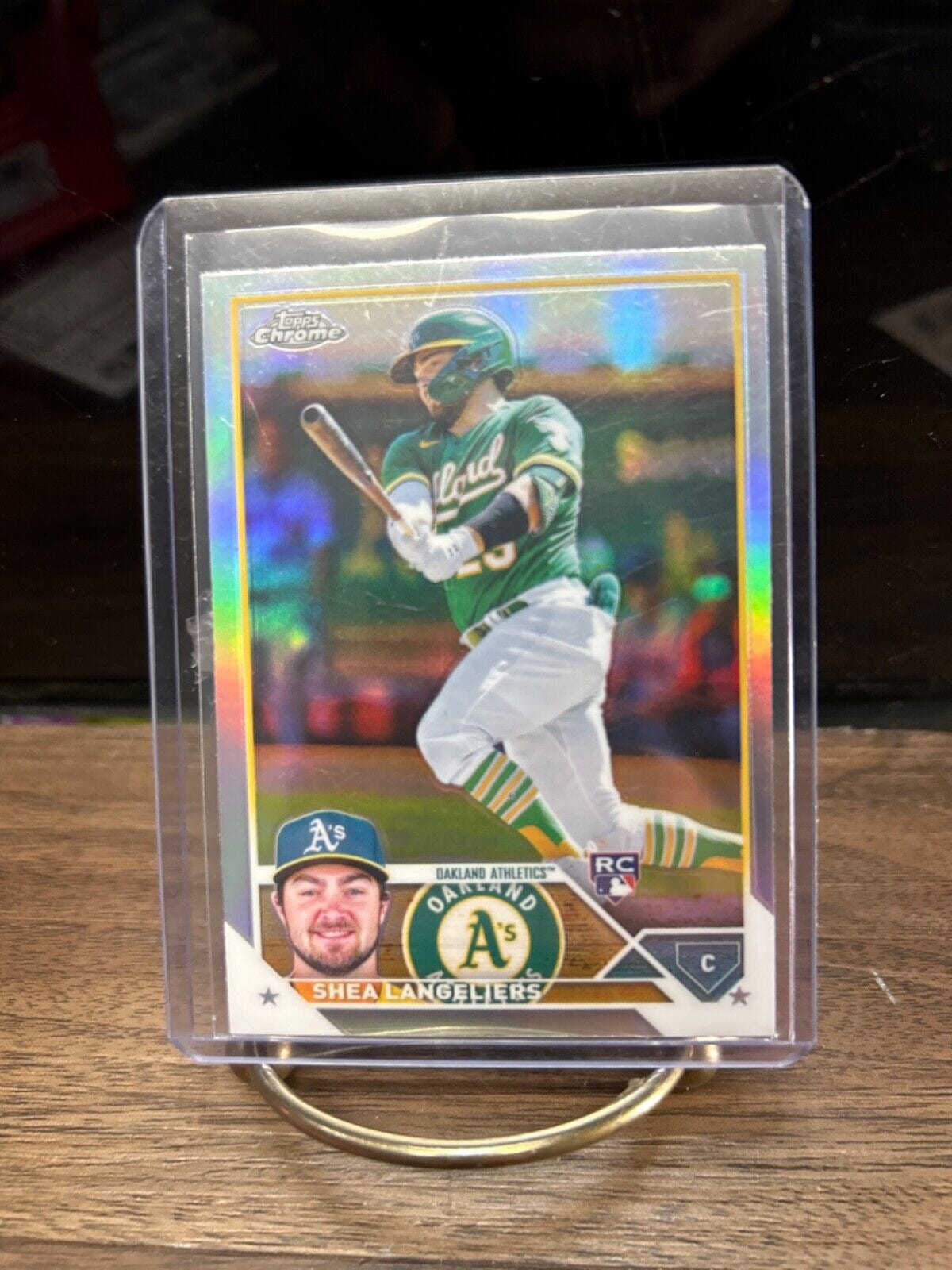 Cheap Sneaks Footwear/Sports Cards Baseball Card #175 Chrome Silver Refractor Shea Langeliers 2023 Topps Chrome #175 Oak Athletics Base,Silver/Prism