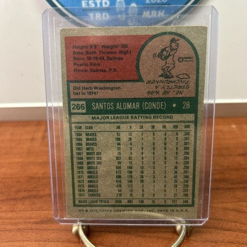 Cheap Sneaks Footwear/Sports Cards Baseball Card 1975 Topps Sandy Alomar New York Yankees Card #266
