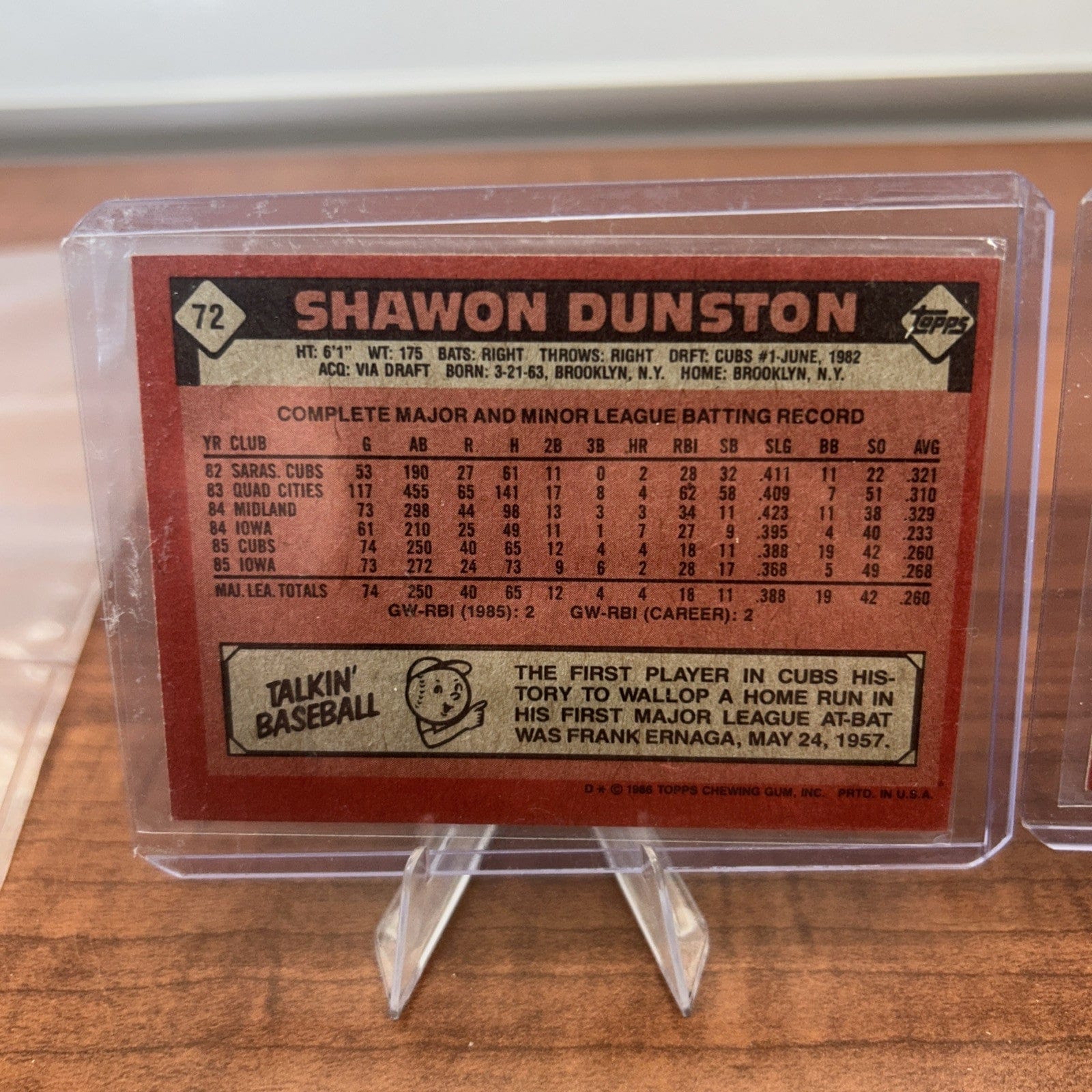Cheap Sneaks Footwear/Sports Cards Baseball Card 1986 Topps #72 Shawon Dunston Baseball Card Chicago Cubs Ex +Bonus Car