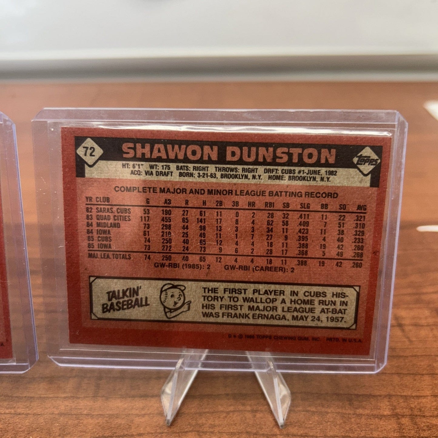 Cheap Sneaks Footwear/Sports Cards Baseball Card 1986 Topps #72 Shawon Dunston Baseball Card Chicago Cubs Ex +Bonus Car
