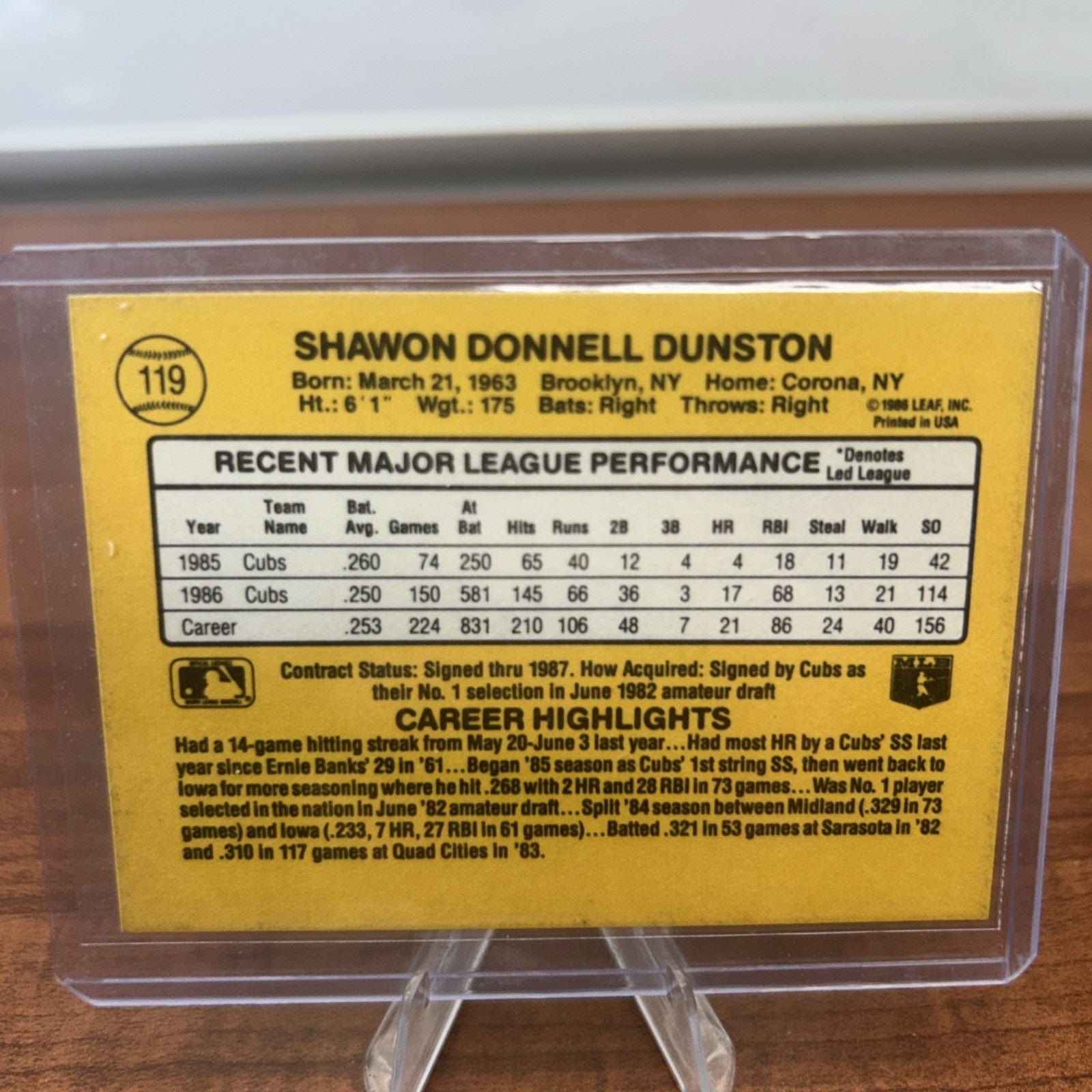 Cheap Sneaks Footwear/Sports Cards Baseball Card 1987 Donruss Baseball Card #119 Shawon Dunston