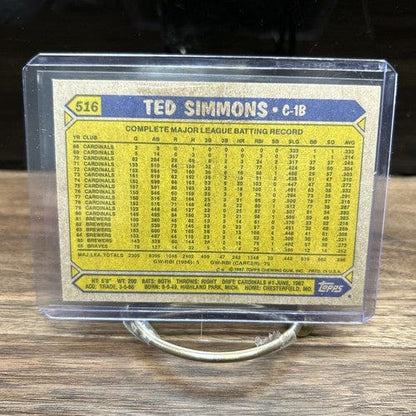 Cheap Sneaks Footwear/Sports Cards Baseball Card 1987 MLB Topps Ted Simmons #516 Base Card - Pulled From Sealed Set