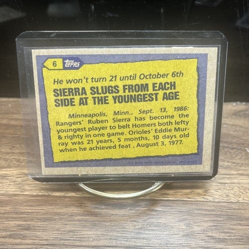 Cheap Sneaks Footwear/Sports Cards Baseball Card 1987 Topps #6 Ruben Sierra '86 Record Breaker Rangers