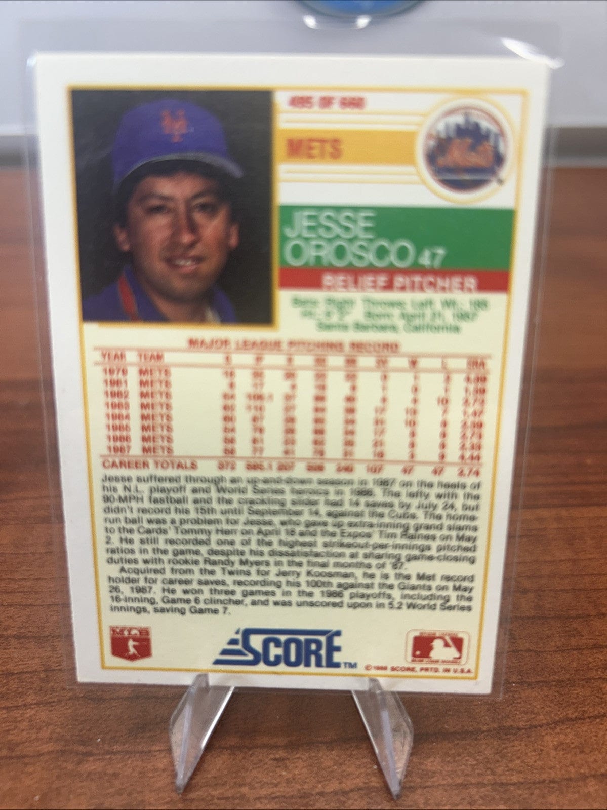 Cheap Sneaks Footwear/Sports Cards Baseball Card 1988 Score # 495 - Jesse Orosco - New York Mets