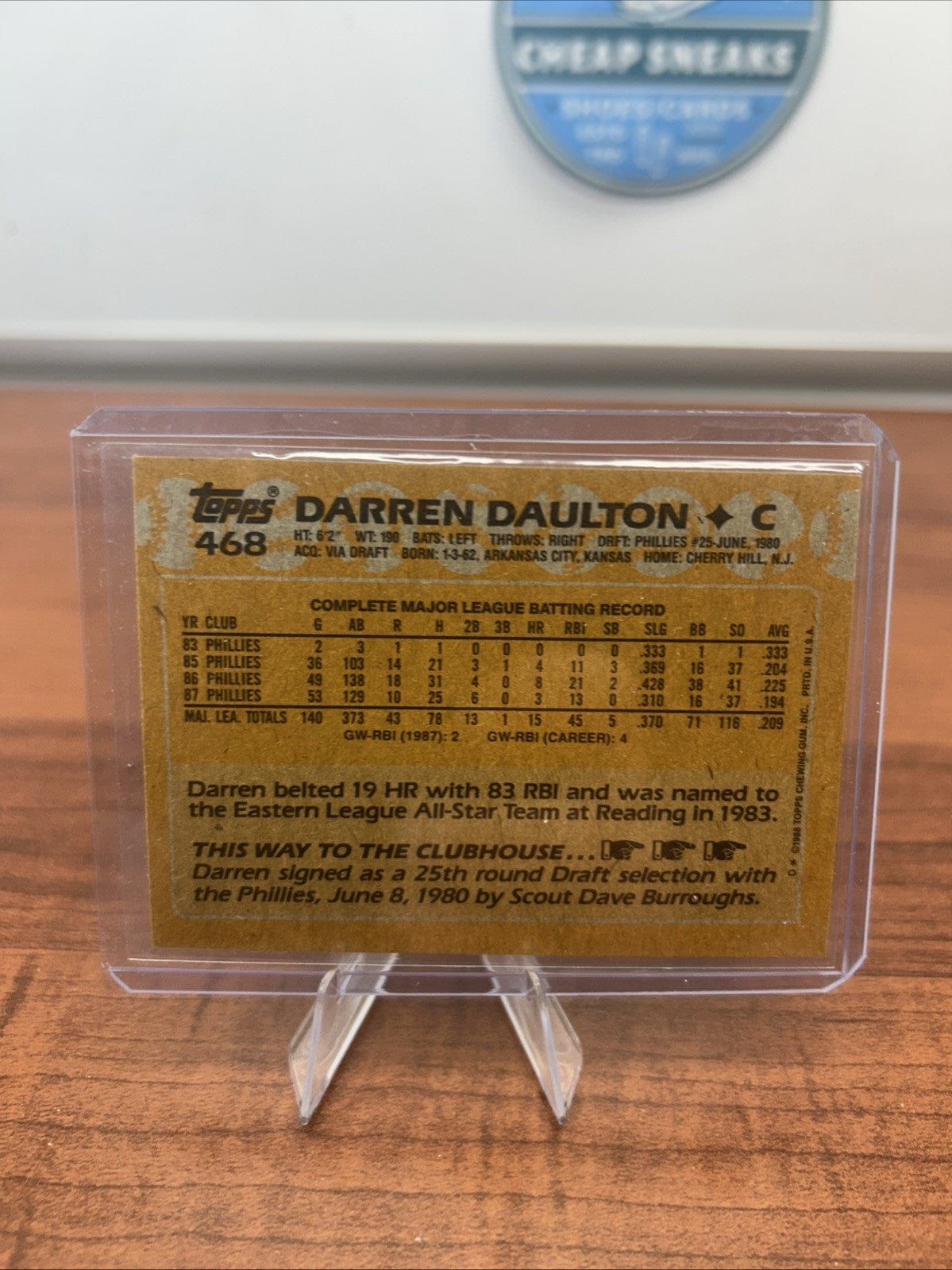 Cheap Sneaks Footwear/Sports Cards Baseball Card 1988 Topps Darren Daulton  Philadelphia Phillies #468 NM-MINT