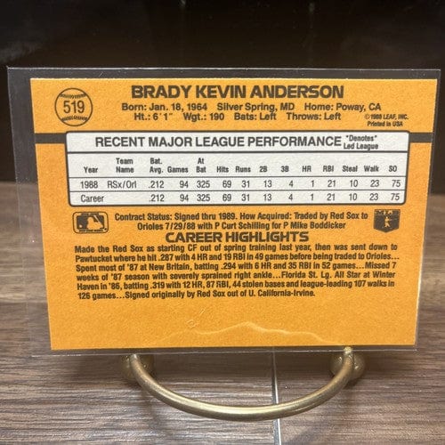 Cheap Sneaks Footwear/Sports Cards Baseball Card 1989 Donruss Brady Anderson RC Rookie #519 Baltimore Orioles