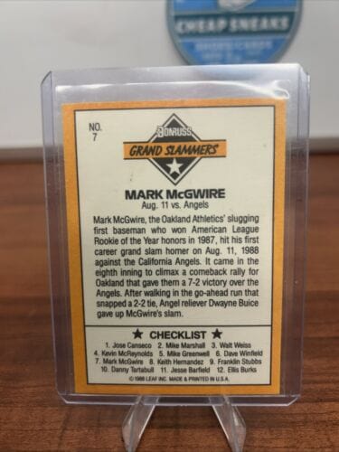 Cheap Sneaks Footwear/Sports Cards Baseball Card 1989 Donruss Grand Slammers Mark McGwire #7 Oakland Athletics Baseball