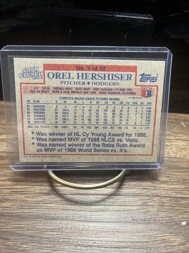 Cheap Sneaks Footwear/Sports Cards Baseball Card 1989 Topps Cap'n Crunch BB #3 Orel Hershiser - Los Angeles Dodgers -