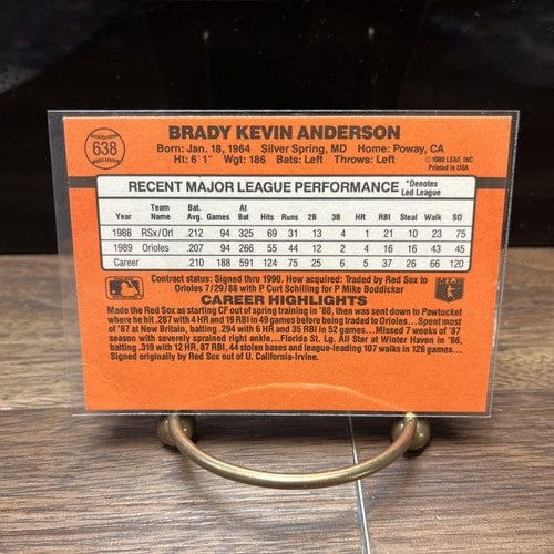 Cheap Sneaks Footwear/Sports Cards Baseball Card 1990 DONRUSS BRADY ANDERSON BALTIMORE ORIOLES #638