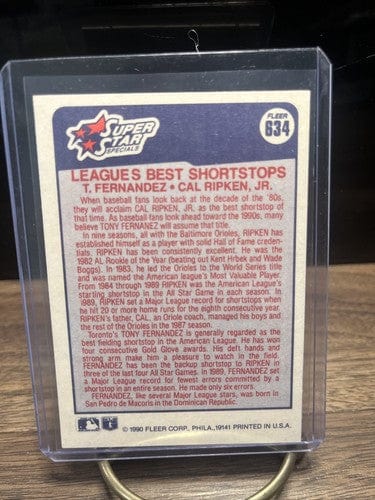 Cheap Sneaks Footwear/Sports Cards Baseball Card 1990 Fleer  #634 Cal Ripken, Jr Tony Fernandez Shortstops Orioles Blue
