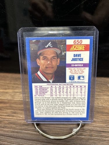 Cheap Sneaks Footwear/Sports Cards Baseball Card 1990 Score Dave Justice Rookie card #650 Atlanta Braves Baseball
