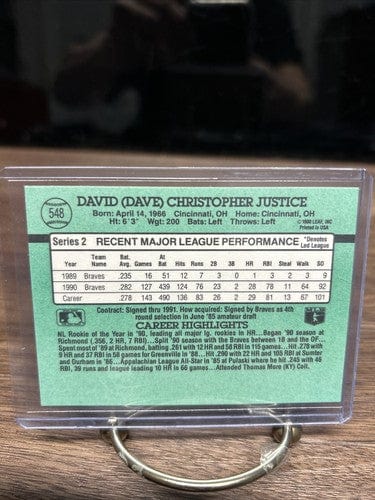 Cheap Sneaks Footwear/Sports Cards Baseball Card 1991 Donruss Baseball Dave Justice #548 Set Break NM-MT
