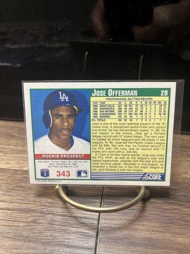 Cheap Sneaks Footwear/Sports Cards Baseball Card 1991 SCORE JOSE OFFERMAN LOS ANGELES DODGERS #343 ROOKIE PROSPECT