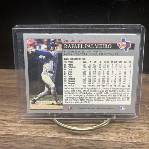 Cheap Sneaks Footwear/Sports Cards Baseball Card 1992 Leaf Series 2 Rafael Palmeiro #296 Texas Rangers