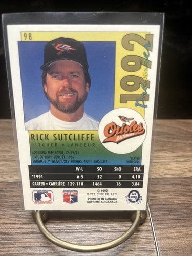 Cheap Sneaks Footwear/Sports Cards Baseball Card 1992 O-Pee-Chee Premier #98 Rick Sutcliffe Baltimore Orioles Baseball