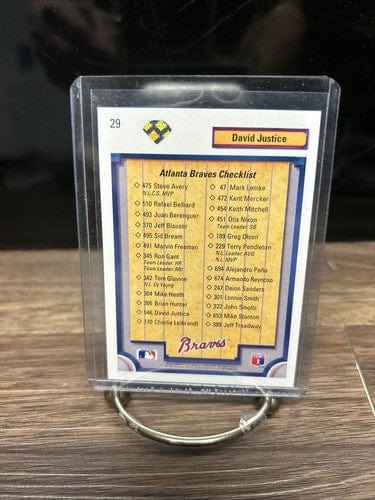 Cheap Sneaks Footwear/Sports Cards Baseball Card 1992 Upper Deck - Team Checklist #29 David Justice Braves