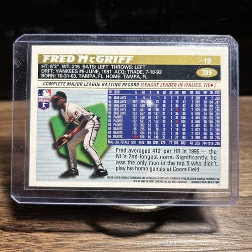 Cheap Sneaks Footwear/Sports Cards Baseball Card 1996 Topps Atlanta Braves Baseball Card #389 Fred McGriff