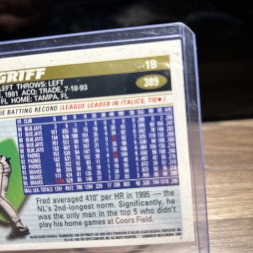 Cheap Sneaks Footwear/Sports Cards Baseball Card 1996 Topps Atlanta Braves Baseball Card #389 Fred McGriff