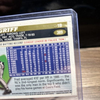 Cheap Sneaks Footwear/Sports Cards Baseball Card 1996 Topps Atlanta Braves Baseball Card #389 Fred McGriff