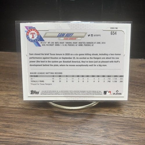 Cheap Sneaks Footwear/Sports Cards Baseball Card 2021 Topps Series 2 #654 Sam Huff Gold Star Parallel RC Rangers SP