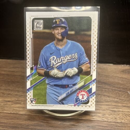 Cheap Sneaks Footwear/Sports Cards Baseball Card 2021 Topps Series 2 #654 Sam Huff Gold Star Parallel RC Rangers SP