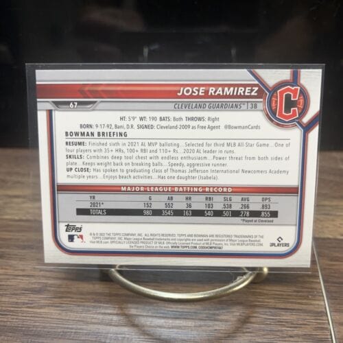 Cheap Sneaks Footwear/Sports Cards Baseball Card 2022 Bowman Base #67 Jose Ramirez - Cleveland Guardians
